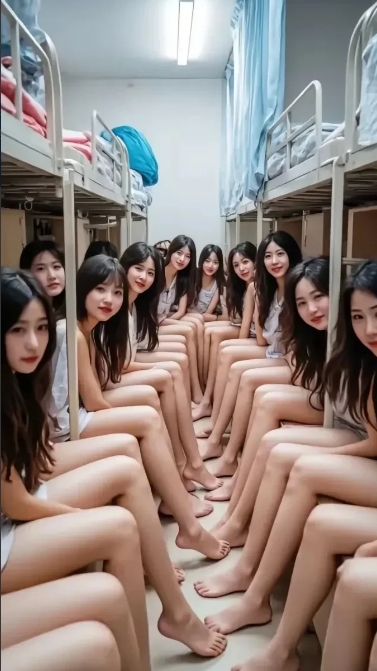 不知道什么样的大学，才会集中了这么一群漂亮的女学生。
看屋中的情景，应该是女生宿