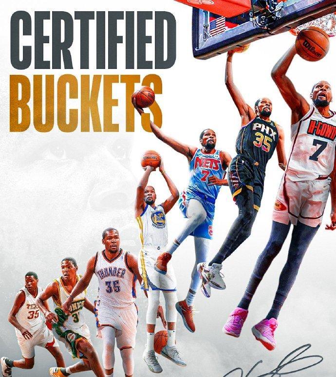 杜兰特生涯“最低”投篮命中率前三赛季：
杜兰特生涯“最高”投篮命中率前三赛季：