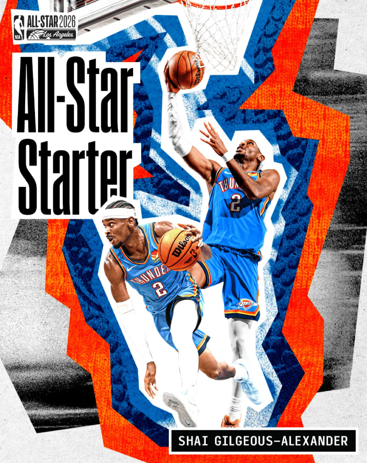 2026年NBA全明星赛西部首发阵容已经确定，谢伊-吉尔杰斯-亚历山大入选。
随