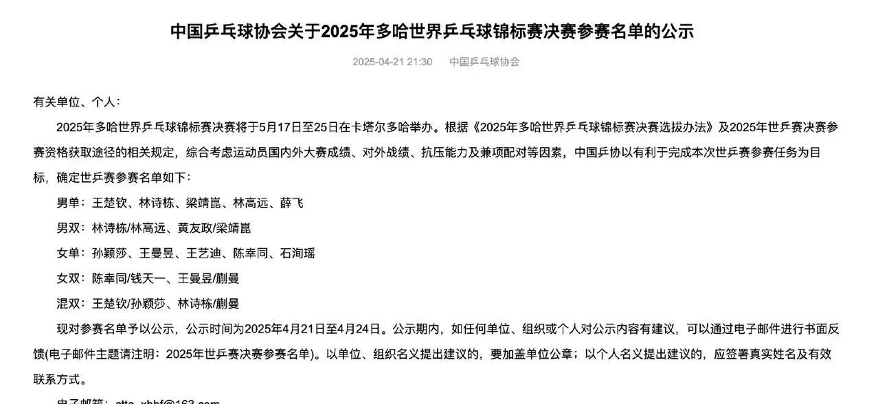 陈梦不参加世乒赛，从此乒乓球比赛就成为了鸡肋，此后再也没有真正乒迷关心这种赛事了
