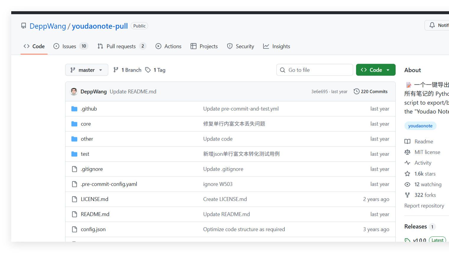 有道云笔记导出为Markdown格式的工具：youdaonote-pull