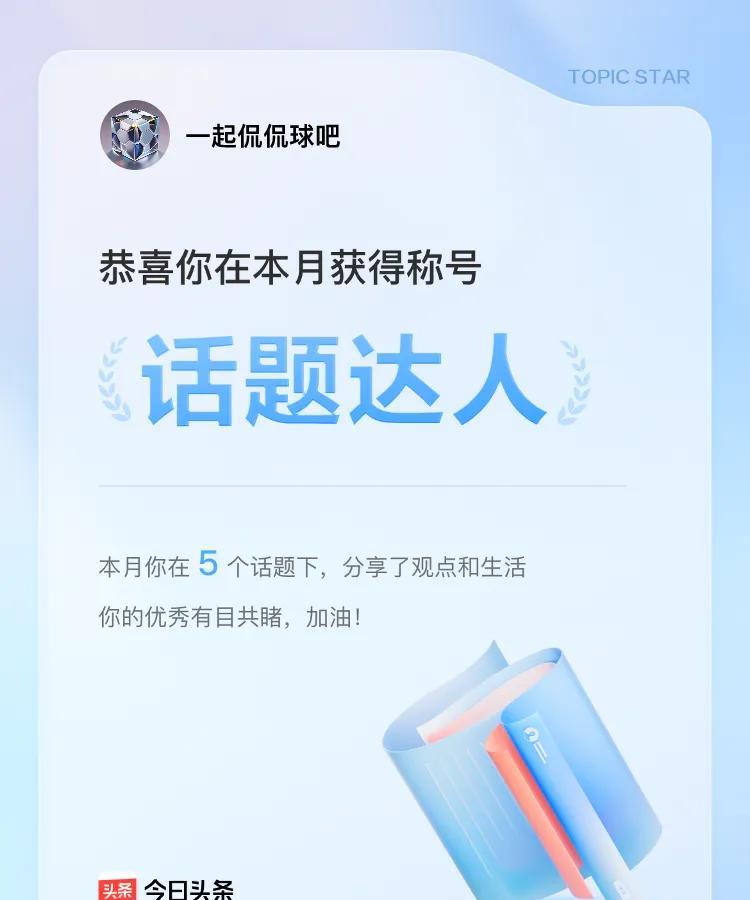 话题达人称号，恭喜你！