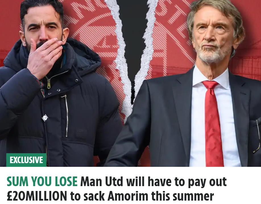 英国媒体太阳报报道，如果曼联决定今年夏天解雇阿莫林，他们将面临着令人头疼的200