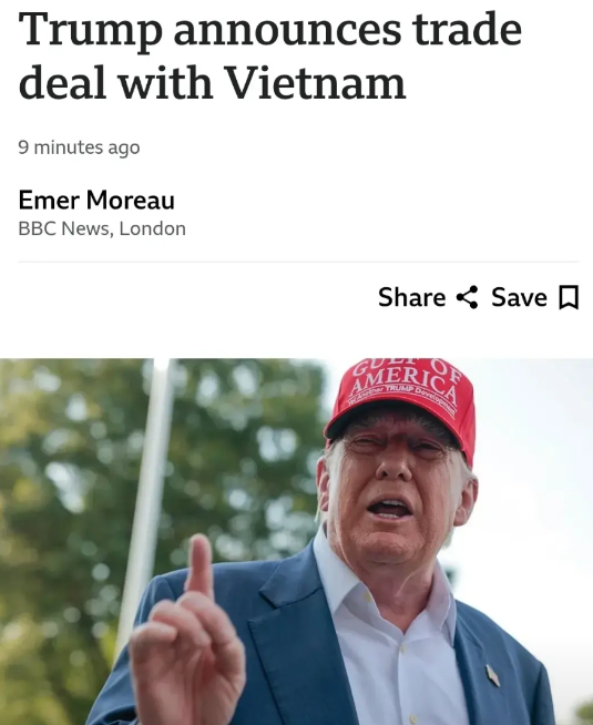 越南跪了，下一个会是谁？

今天，特朗普宣布彻底搞定越南：

1. 美国将对从越