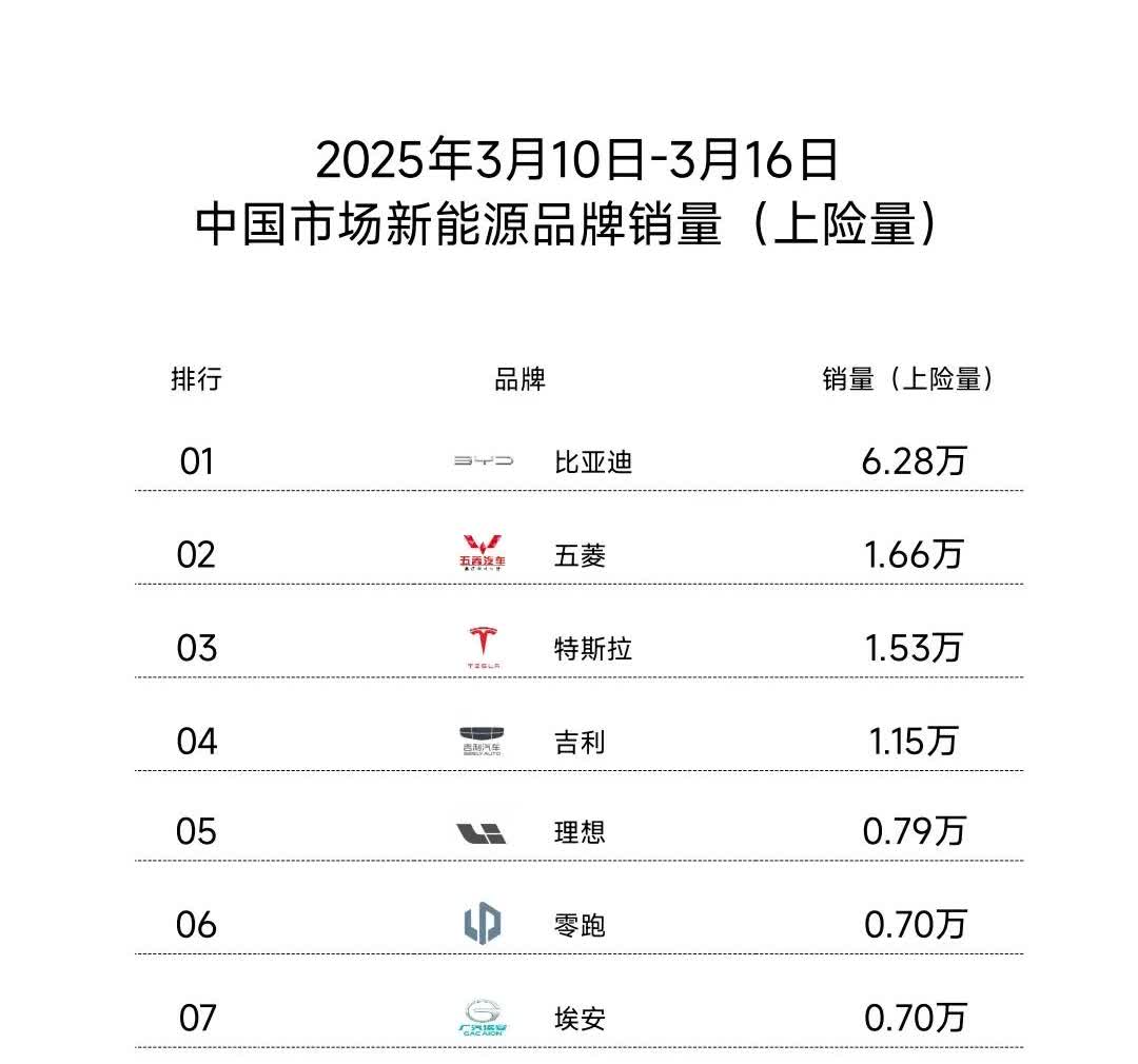 2025年第11周（2025.3.10- 2025.3.16 )中国市场新能源品