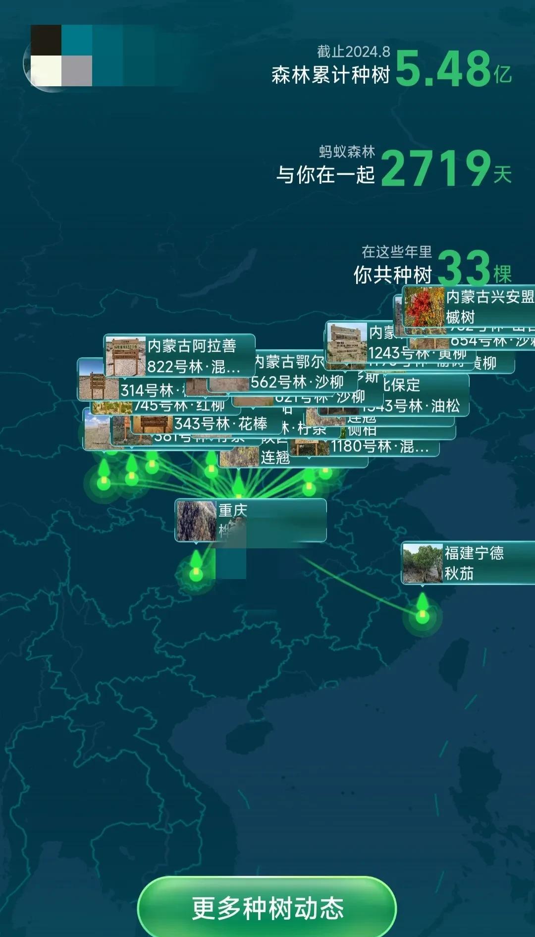 不枉我起早贪黑的收取朋友的绿色能量了。
2719天，收取绿色能量1488kg.种
