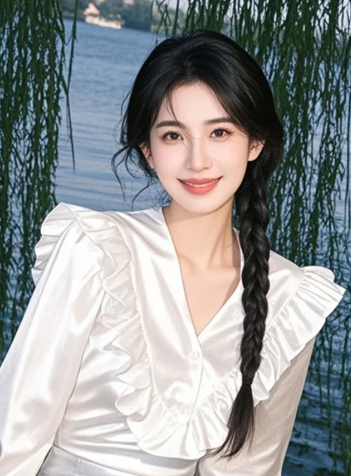 湖水映不出她的美，因为她在我的眼里