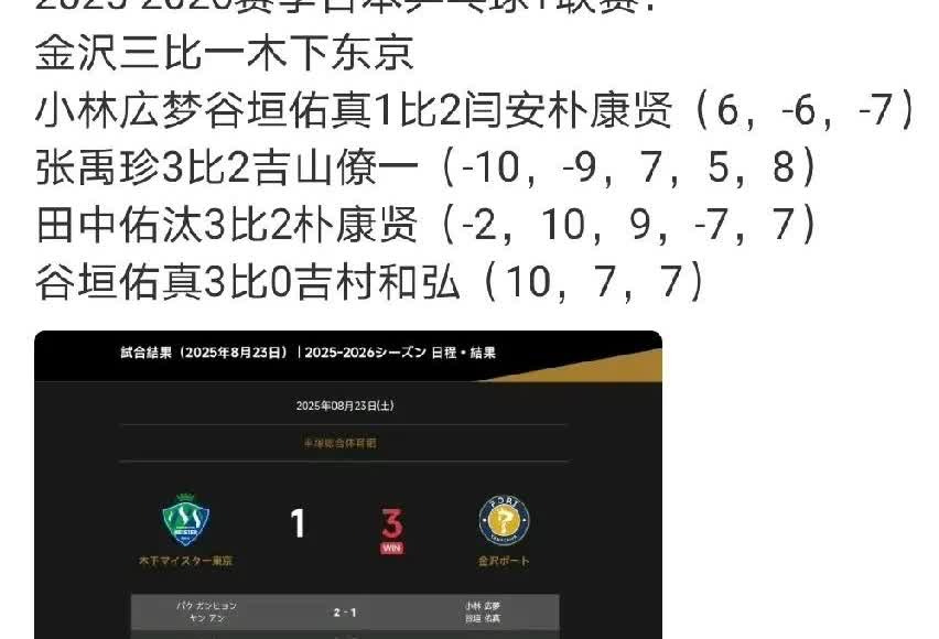 闫安又去日本打T联赛了。
张禹珍、松岛辉空也都没有休息，在瑞典的比赛一结束，就