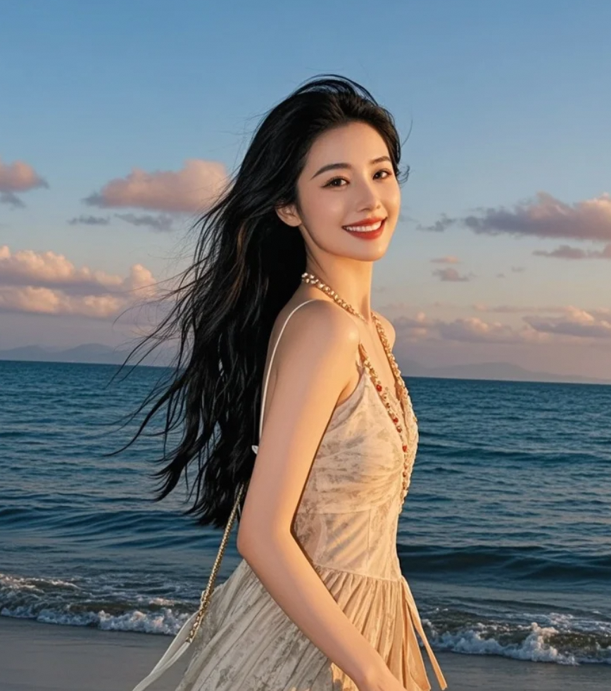 阳光为她加冕，海风为她梳妆，长发是王冠