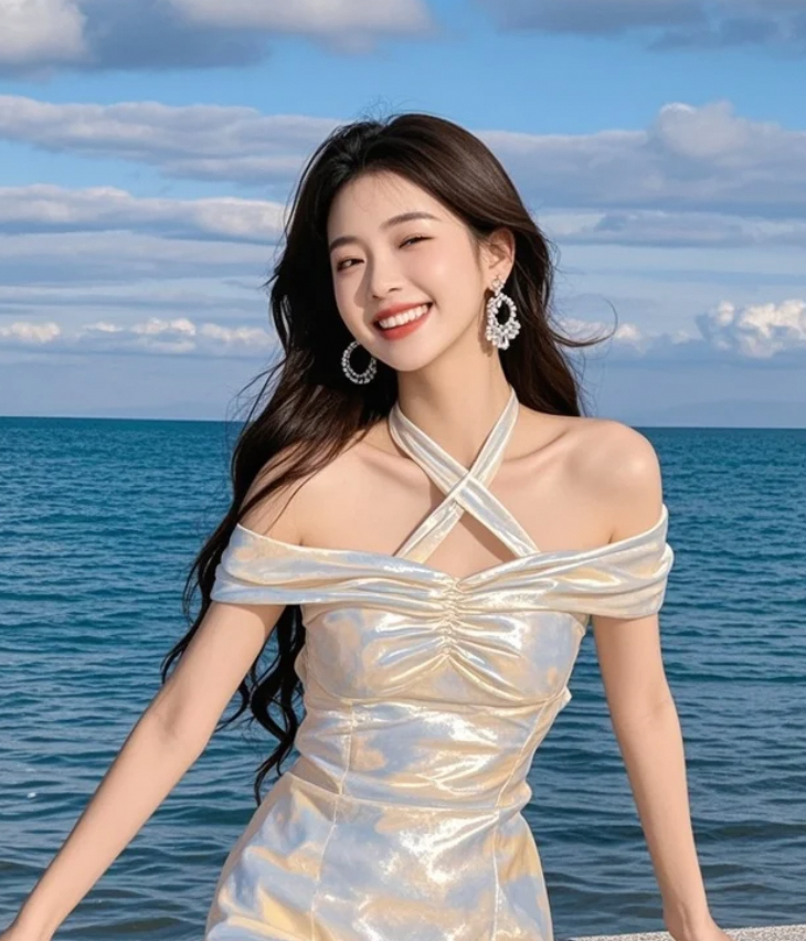 她站在光里，美得不真实