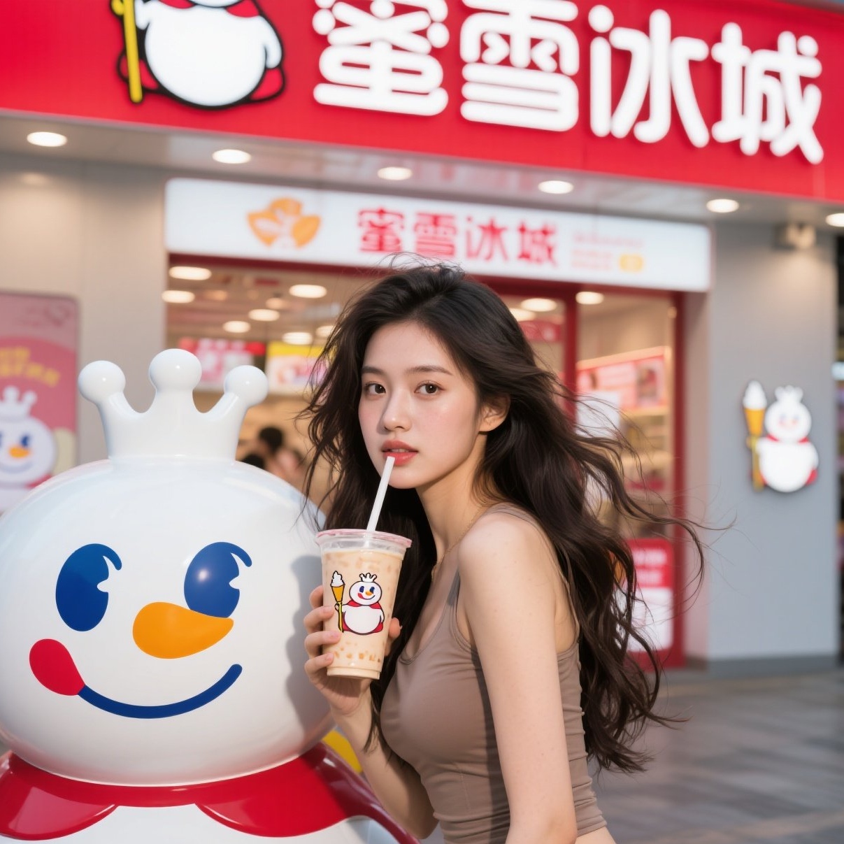 甜妹手持蜜雪，这画面你爱了吗？