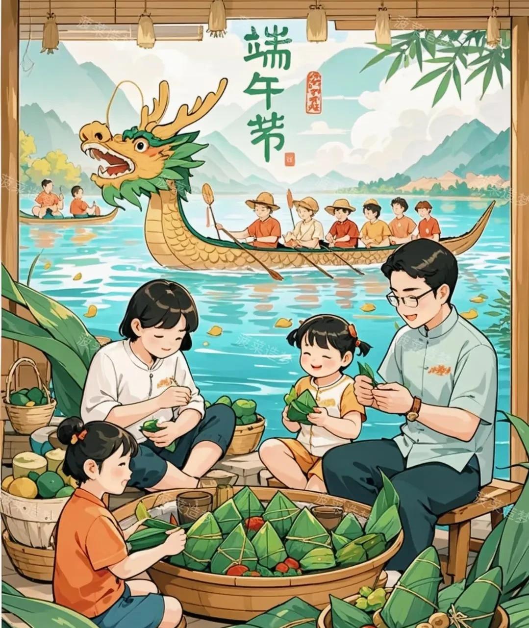 《端午情思》
又逢端午粽香飘，
艾草青青绕石桥。
几缕粽丝缠旧忆，
一杯米酒酹离