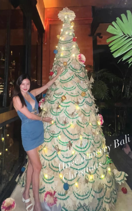 前天王嫂乐基儿和闺蜜庆祝圣诞节，状态好到爆，不得不说有钱有身材有娃没老公这日子太