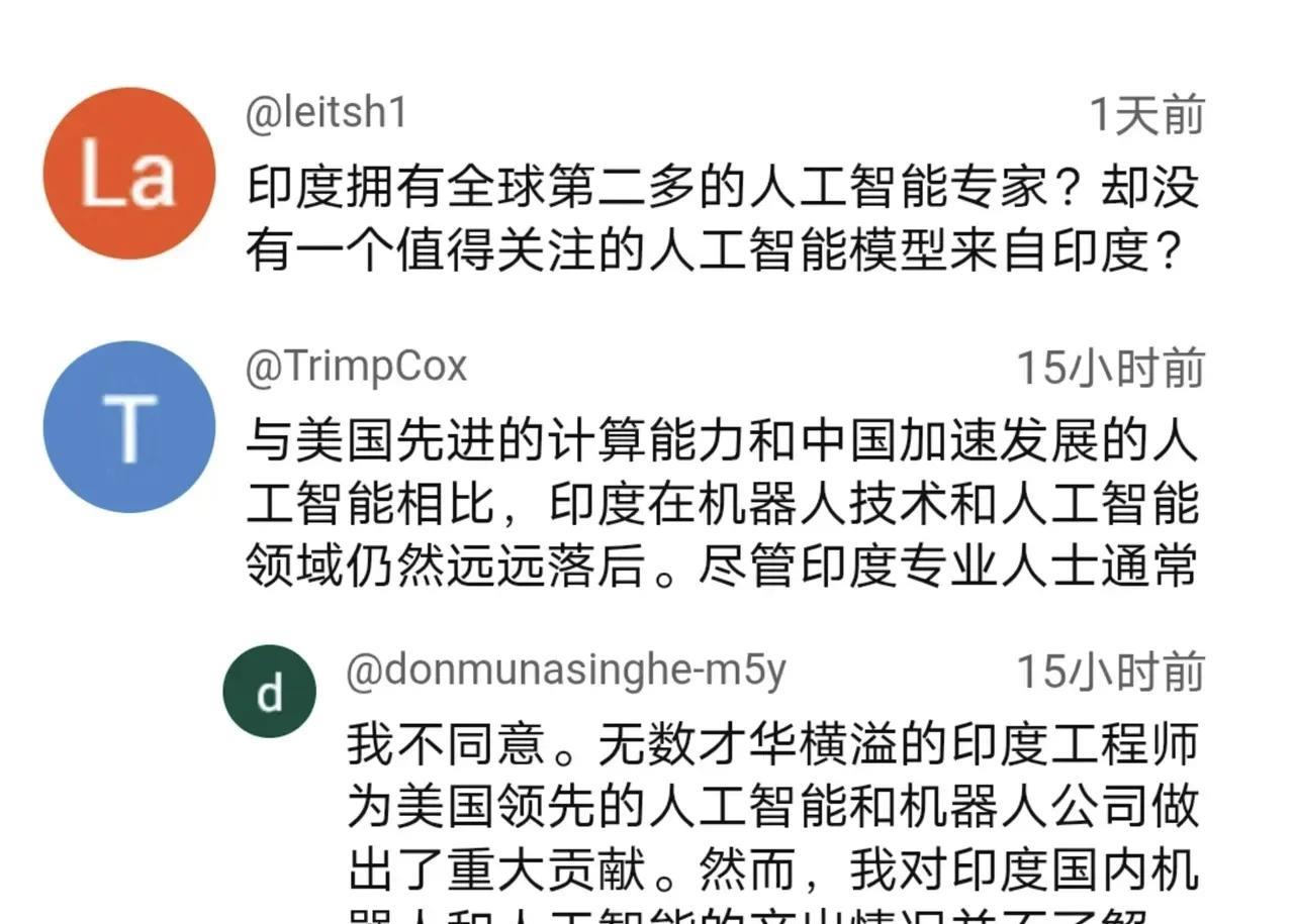 印网友：印度会成为能够和中美两国在人工智能领域竞争的国家。
印度网友认为，他们的