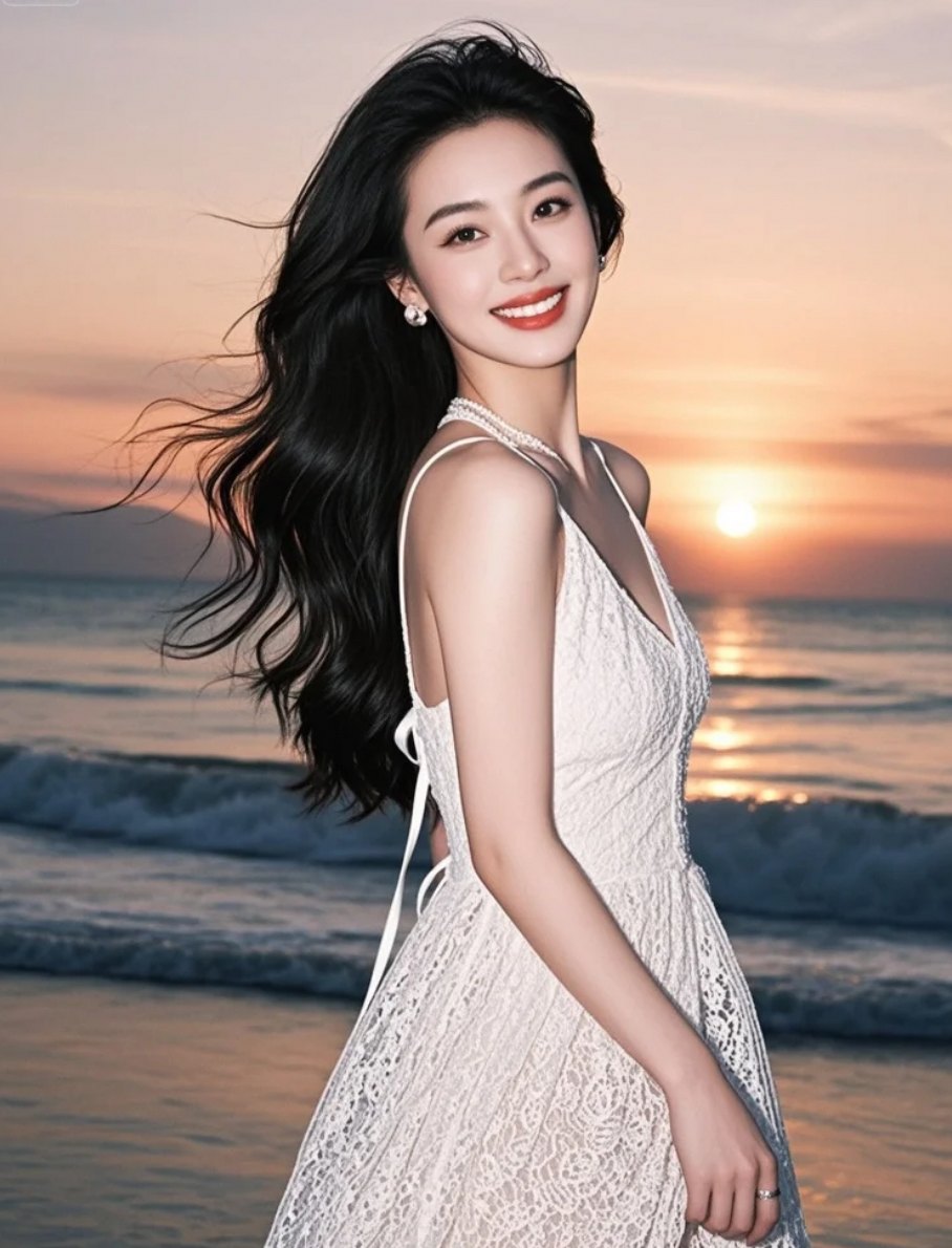 长裙曳地，丈量着心与海的距离