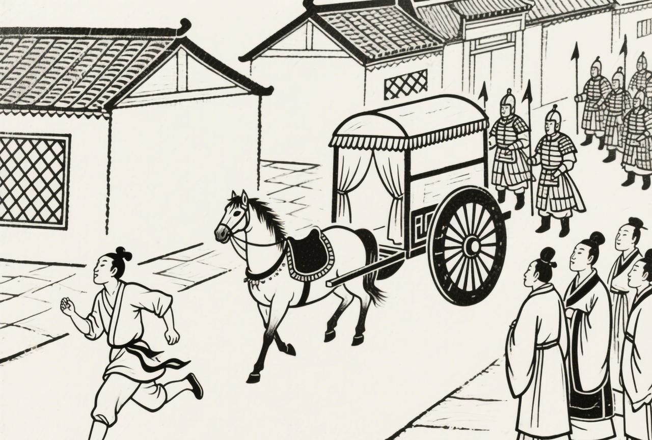 汉文帝出行，一个人冒冒失失从队伍前跑过，惊了御马，差点把他掀下马车；
文帝大怒：