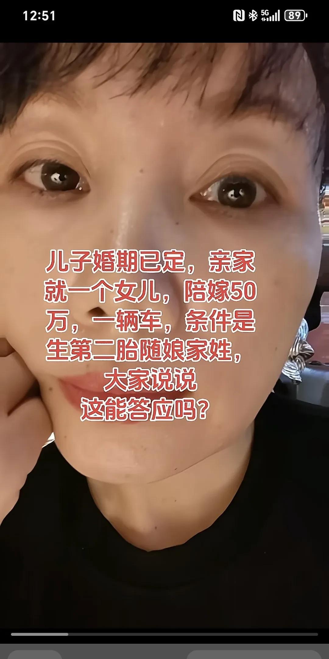 儿子婚期已定，亲家就一个女儿家，陪嫁50万，一辆车，条件是生第二胎随娘家姓，大家