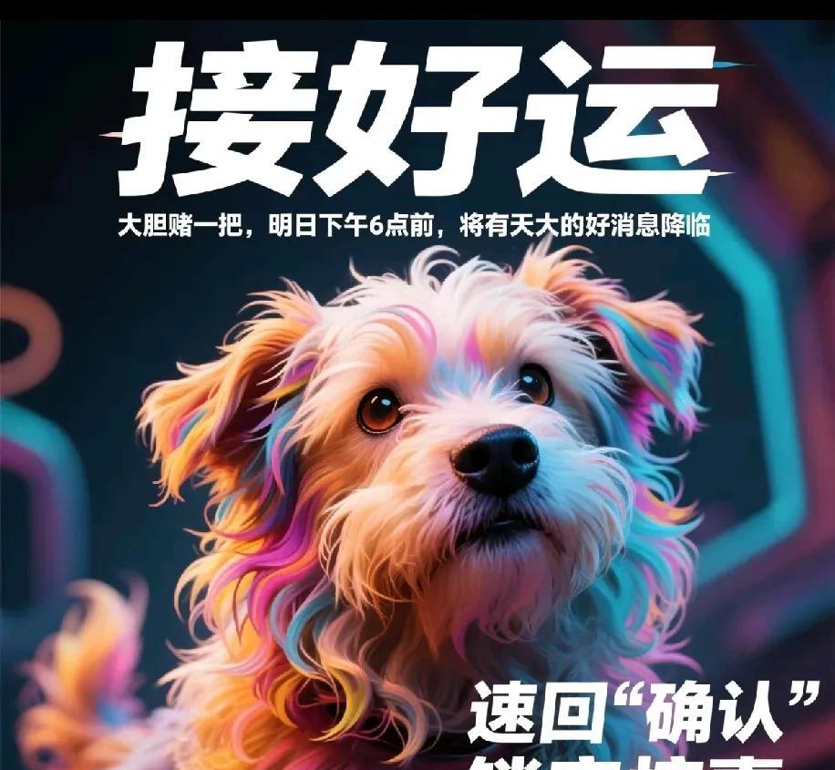 戌狗接好运！
大胆赌一把！
明日下午6点前，
将有天大的好消息降临！
速回“确认