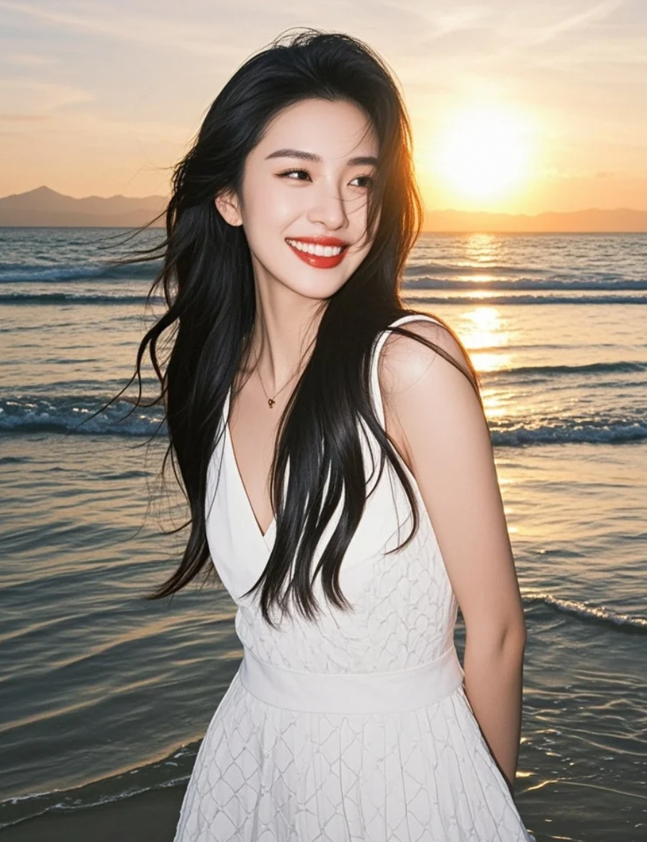 把心事交给潮汐，让裙角在晚霞里起舞