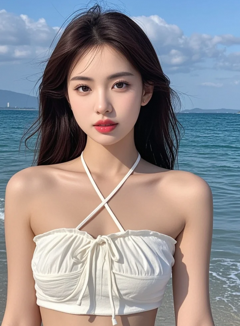一眼沦陷，说的就是她在海边的这一眼