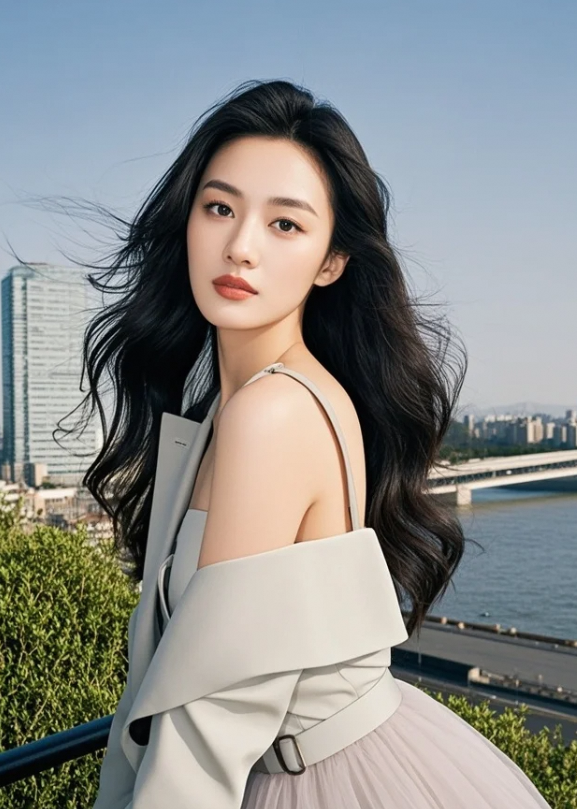 她转身时，裙摆扬起无形的风