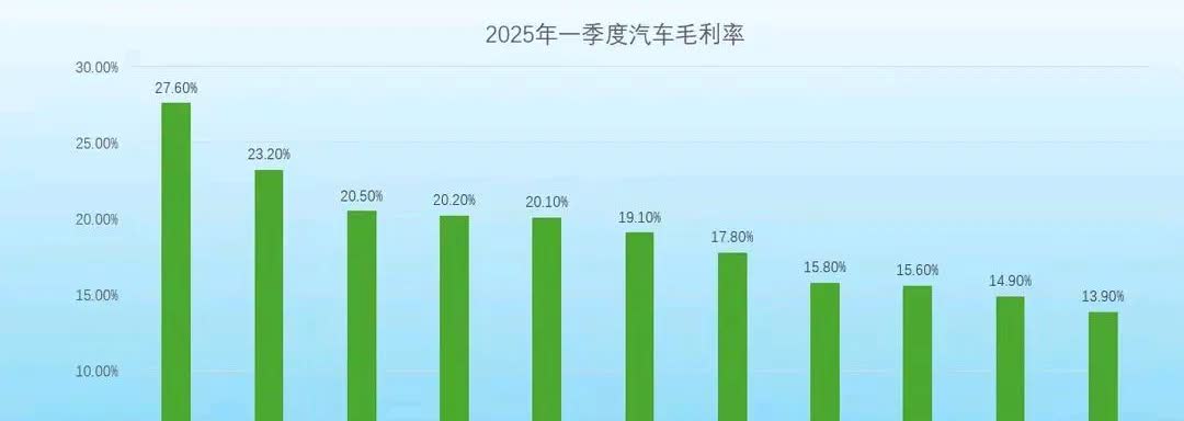 2025年一季度赛力斯凭借问界M9等热门车型，毛利率达到27.6%，居汽车行业第