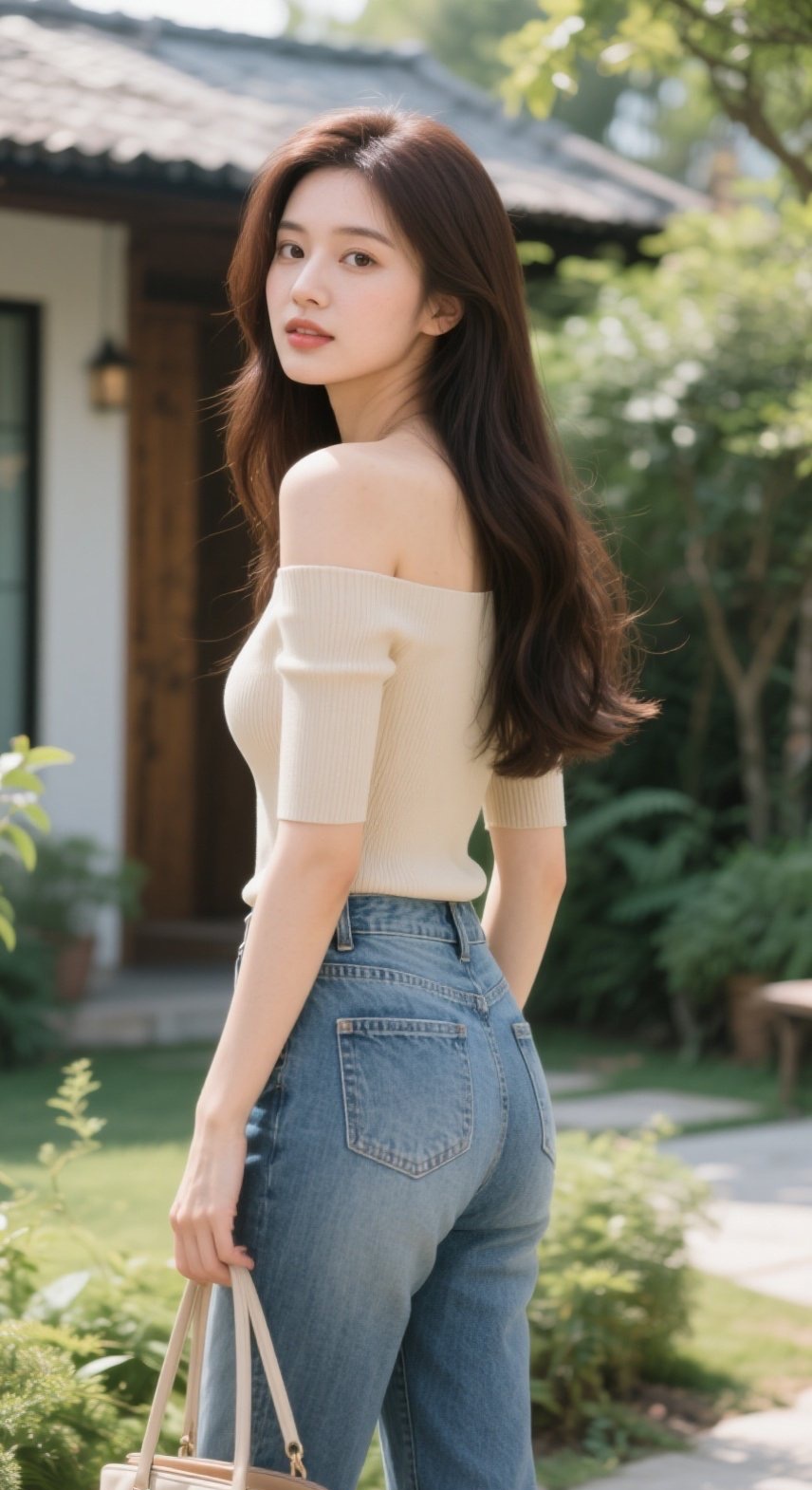 甜美佳人衣束腰，肤白透亮青春常驻
