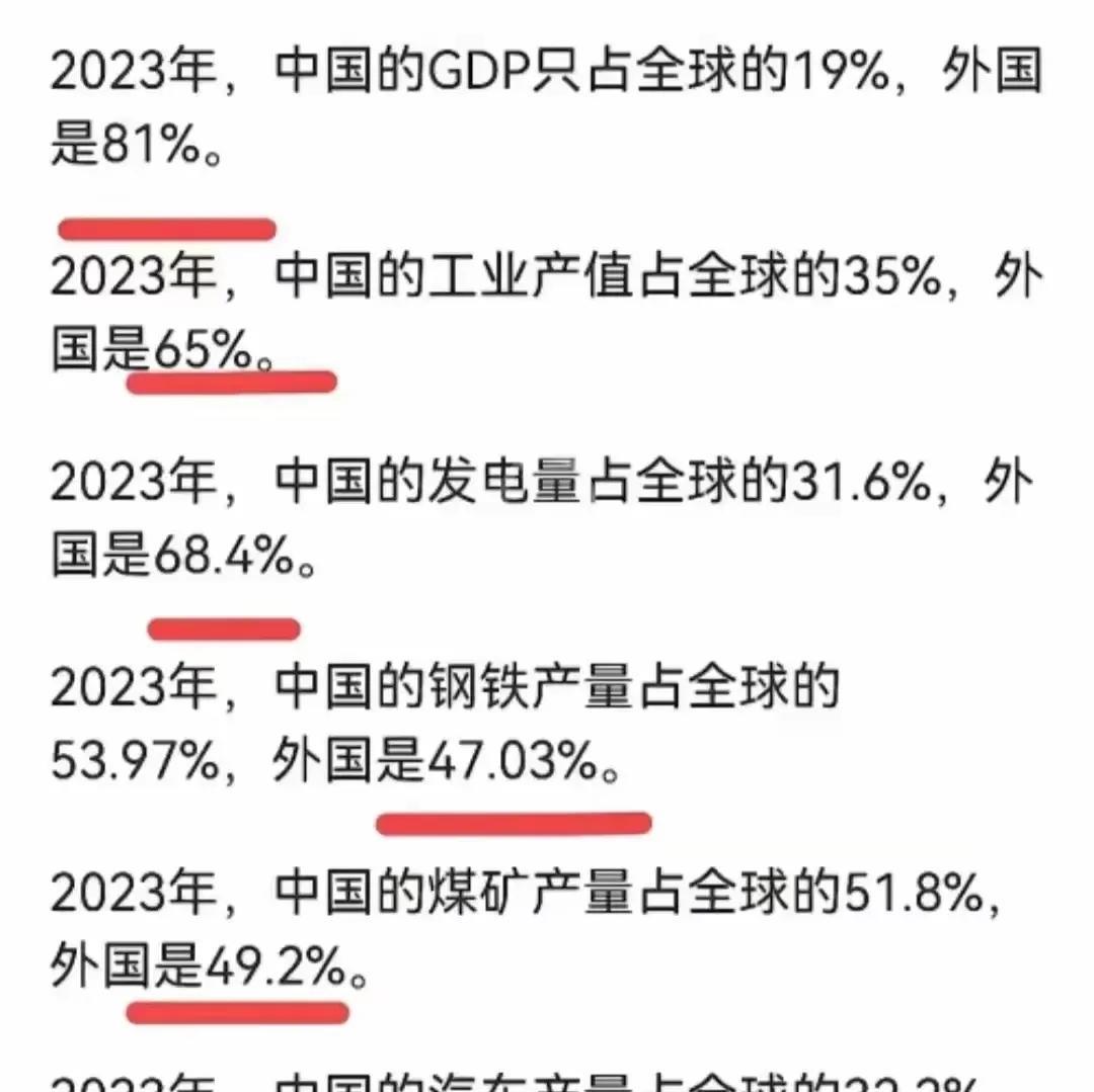 这“外国”挺牛的呀，除了钢铁和煤矿外，竟然各方面都碾压我们！
总体看来，我们还是