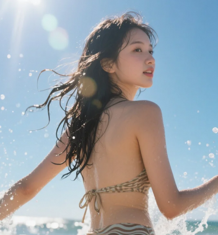 这张背景美不美？其实我差点被浪冲走哈哈哈！