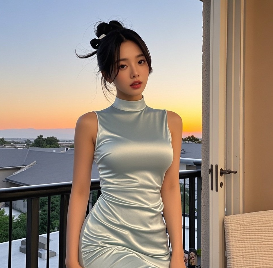 紧身真丝衬酥胸，美艳佳人笑倾城