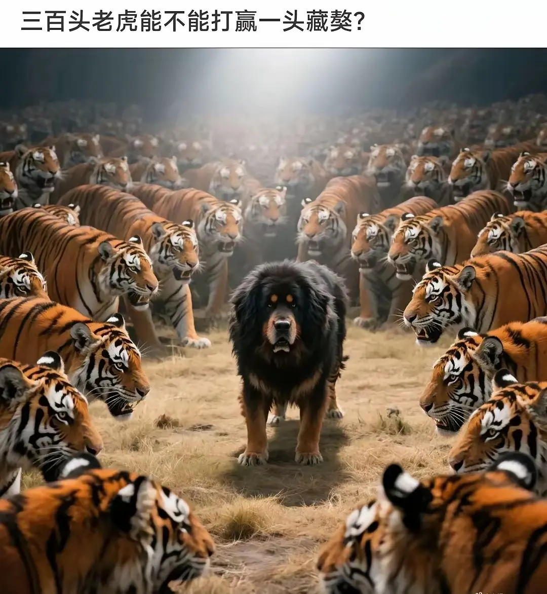 我赌藏獒最后一根毛发都不会留下，老虎估计也会没一半