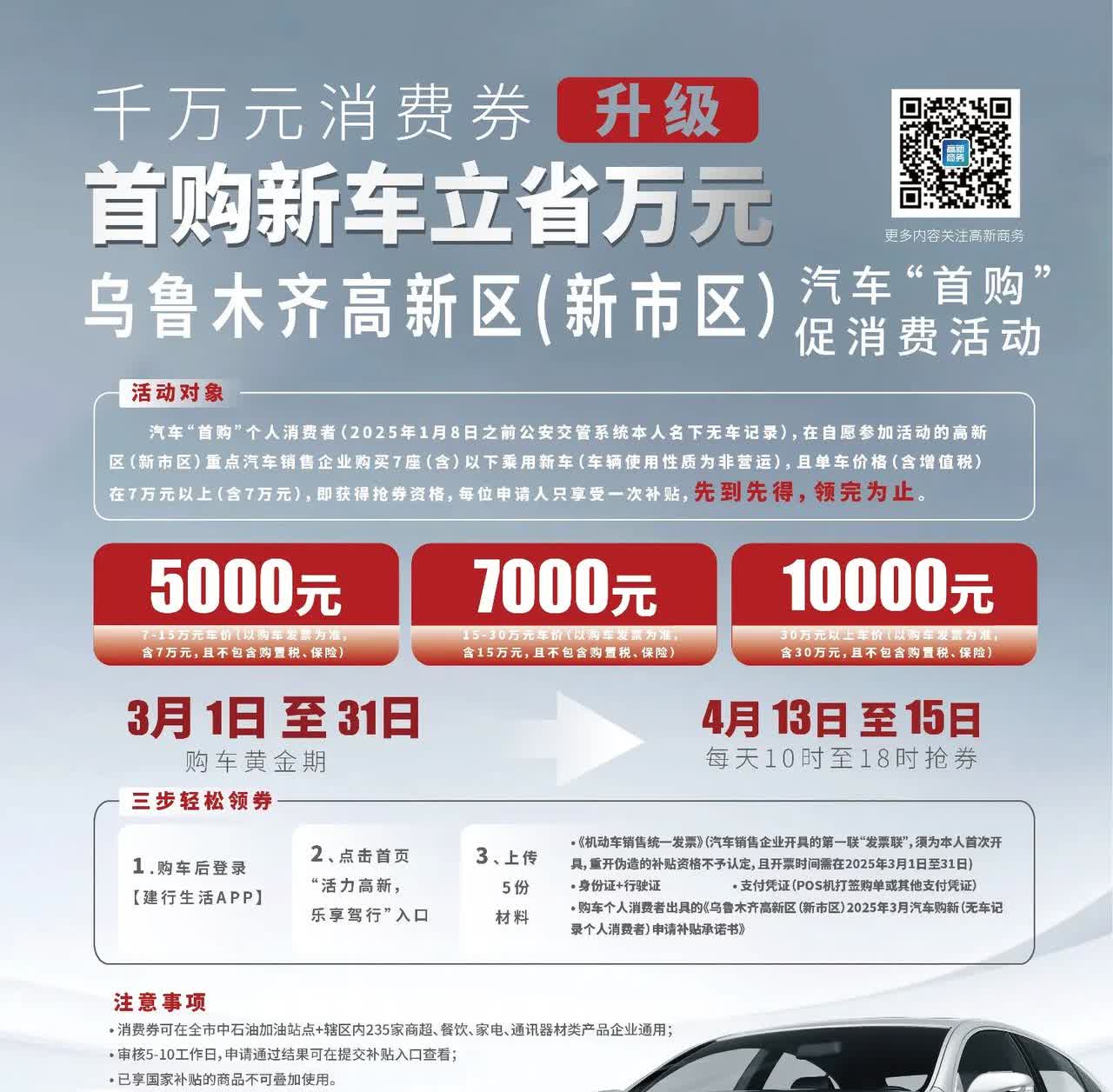 乌鲁木齐高新区汽车“首购”促消费，好事！
 
最近，乌鲁木齐高新区（新市区）