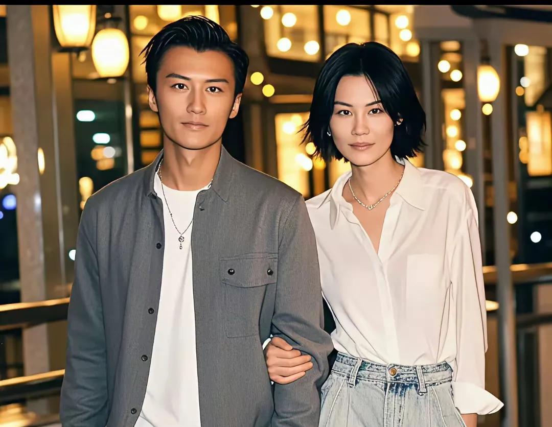 谢霆锋和王菲越来越有夫妻相， 散步在热闹的街道上，霓虹灯闪烁，我们的影子在身后拉