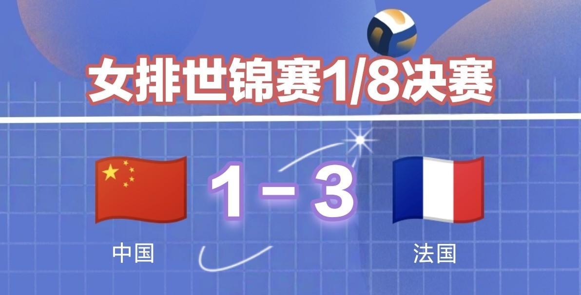 中国女排1-3不敌法国无缘8强，如何评价这场比赛？
在8月31日进行的女排世锦赛