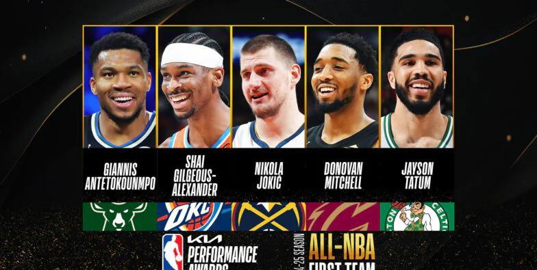 NBA官方公布了2024-25赛季年度最佳阵容（All-NBA）名单，其中凯德·
