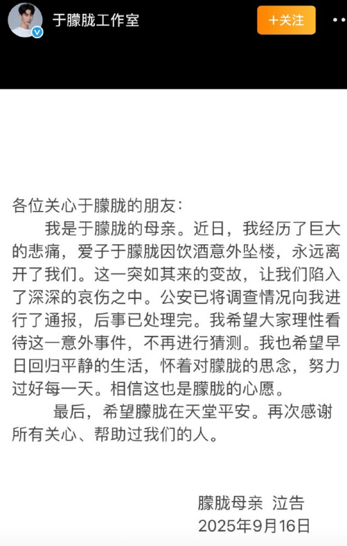 于朦胧母亲泣告：愿逝者安息，愿生者安好

满是失去爱子的悲痛与对平静生活的期盼。