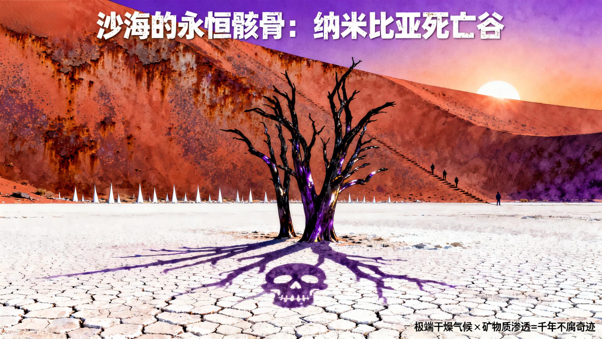 纳米比亚死亡谷：沙海中的千年枯树与骷髅影子