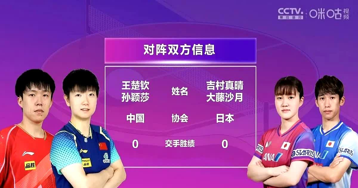 今天，多哈世乒赛迎来首场决赛—混双决赛，中国的王楚钦/孙颖莎迎战日本强档吉村真晴