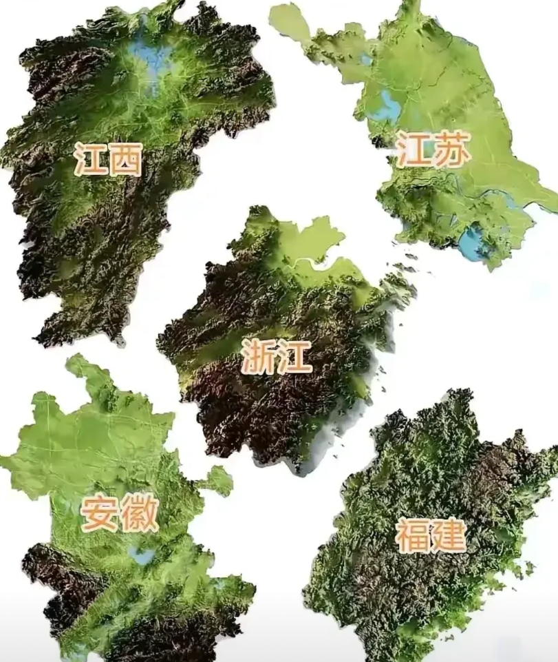 华东五省地形对比，最不好的就是浙江和福建。福建在历史上长期是不争之地，浙江也没好