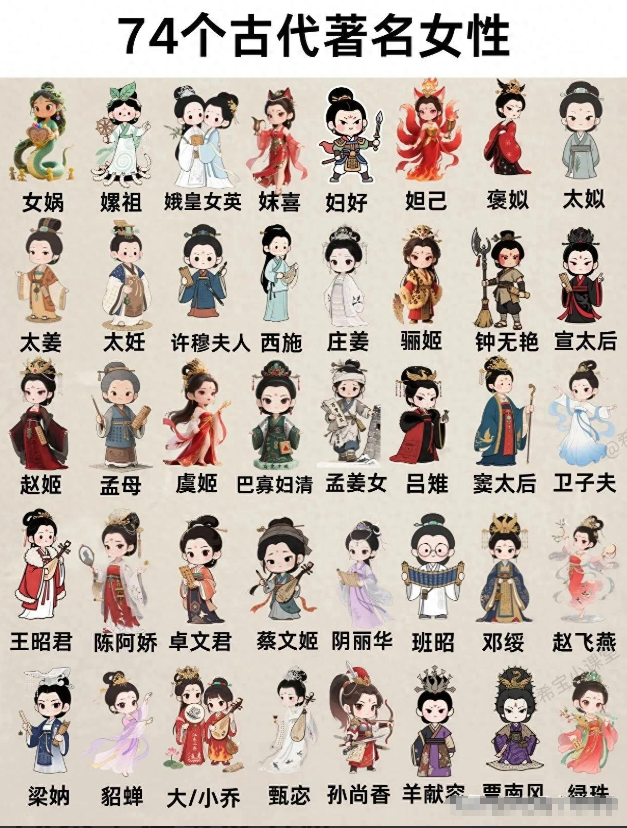 74个古代著名女性！你知道几个？