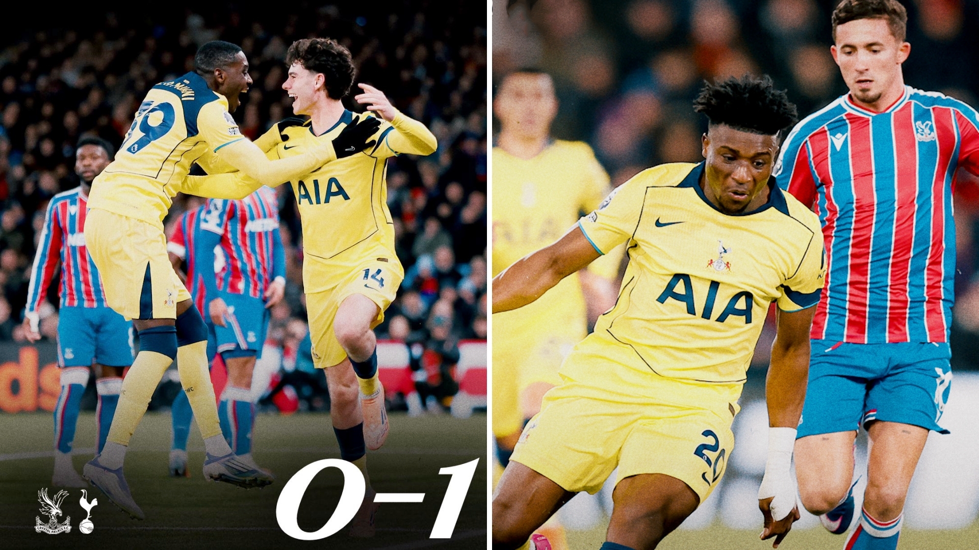 英超：热刺客场1-0击败水晶宫，止住2连败。 
格雷头球制胜，里沙利松两度破门被