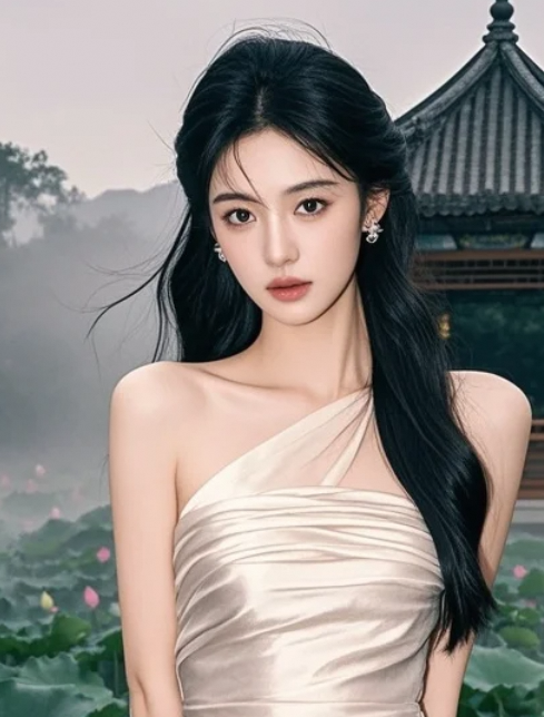 她是来赏花，还是来入画？