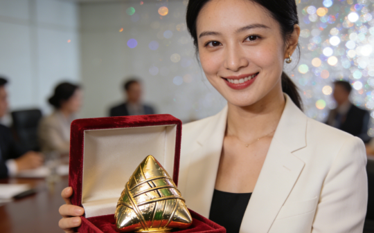 公司当着媒体的面，奖励给我一个500克的金粽子，我把粽子摔在地上后，提高音量问：这粽子里面为啥是灰色