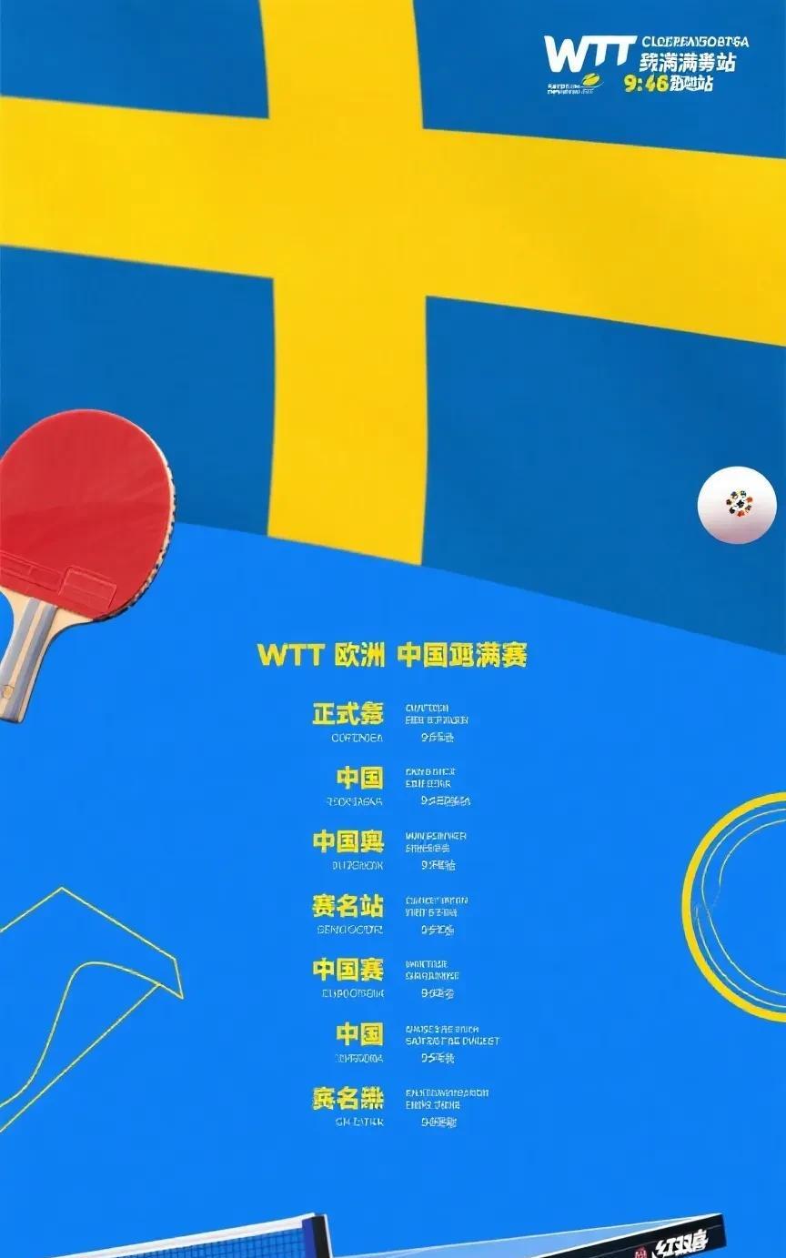 嘿哟！WTT欧洲大满贯瑞典站，中国队这次大手笔，派了15个选手组成的超豪华队伍去