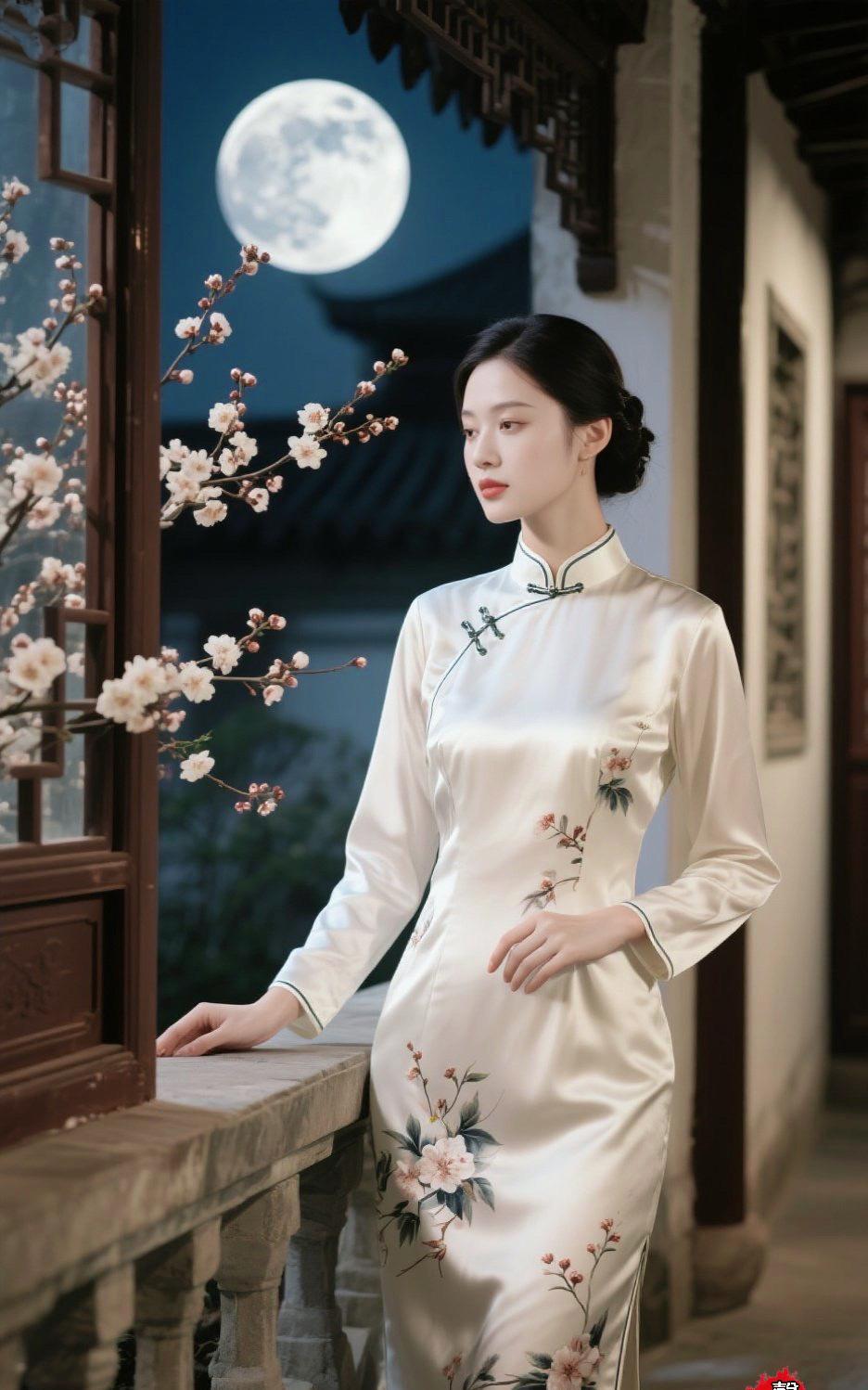 旧忆未央
春宵月探杏花窗，
释卷徘徊步院廊。
旧日欢声何处觅，
…………请友续尾