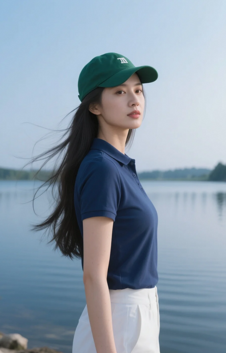 长发与风共舞，她在湖边写下了夏日序章