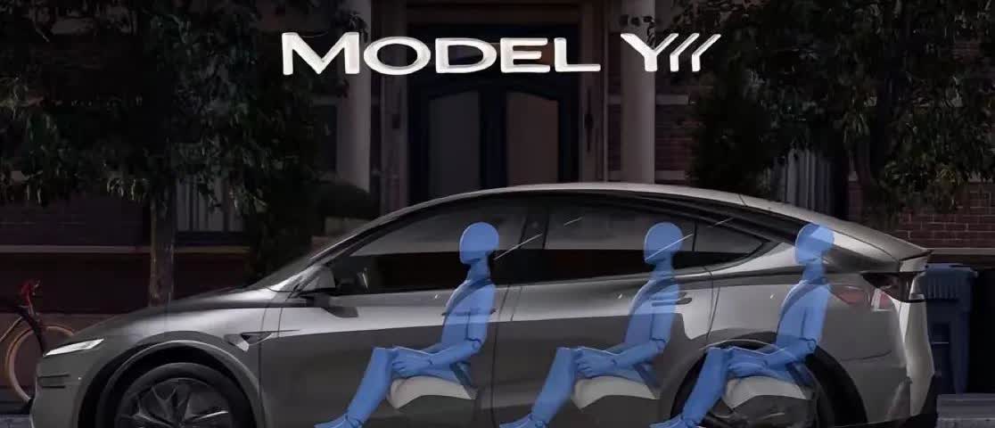 model y加长版，
第三排坐人的示意图已经出来了。
我分享这张图的原因主