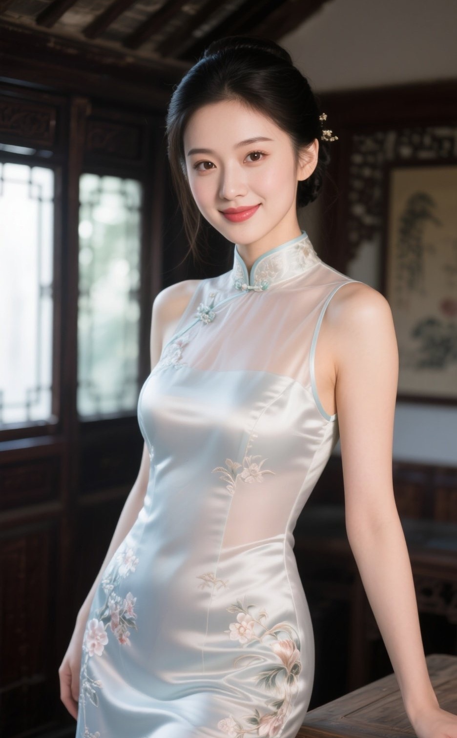 少妇婀娜旗袍秀 回眸一笑百媚生