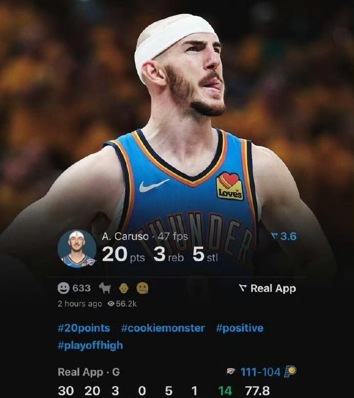 只打大赛！卡鲁索成为NBA历史上第一位常规赛没有一场20+，但总决赛已经两场20