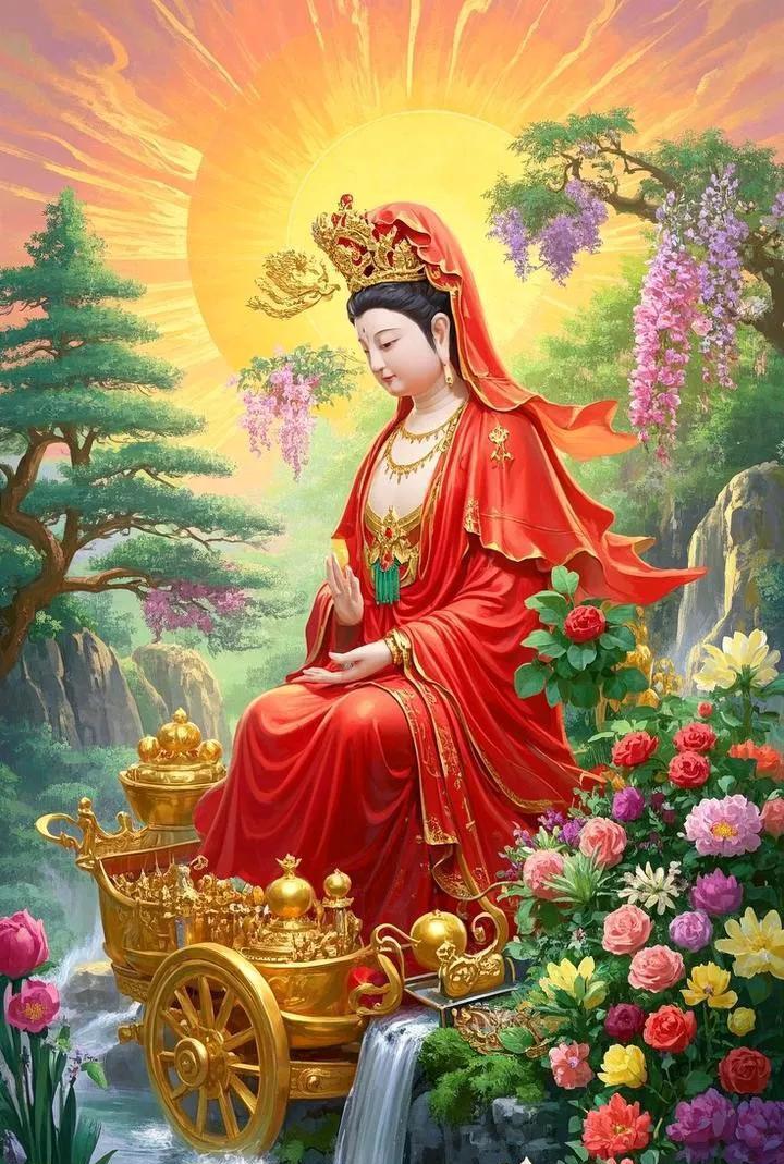 一遇观音身无恙，病痛远离精神棒，早睡早起常锻炼，体魄强健赛金刚。
二遇观音出行畅